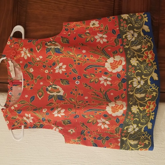 Tory Burch Dayton Samba Batik Flower Cotton Sleeveless Top - Picture 3 of 5